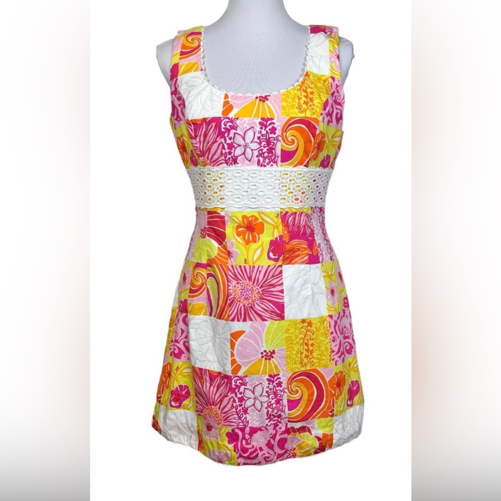 LILY PULITZER King’s Court Patch Pink Dress Size 10 White Label